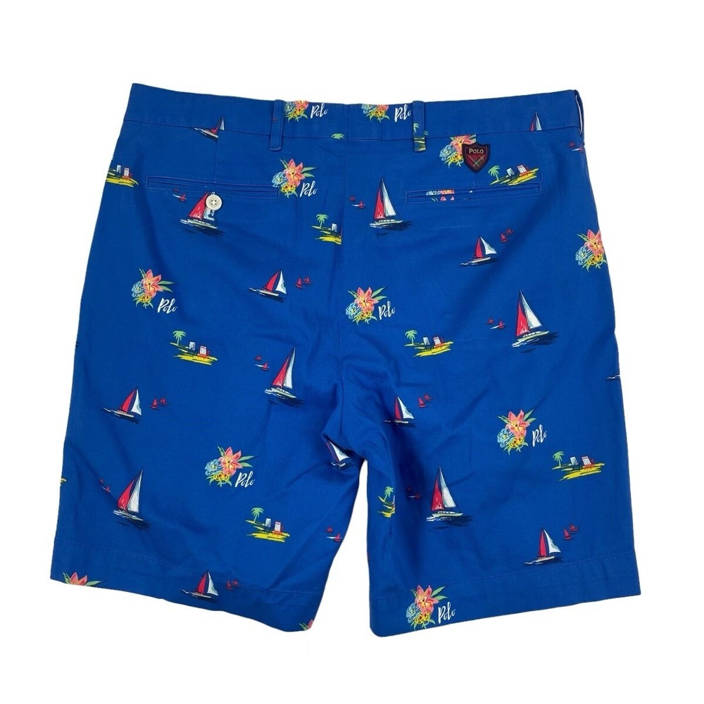 Polo Ralph Lauren Blue Floral Sailboat Mens Golf Chino Shorts 33
